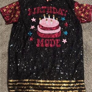 Simply Southern Black & Gold Sequin “Birthday Mode” Dress, L/XL